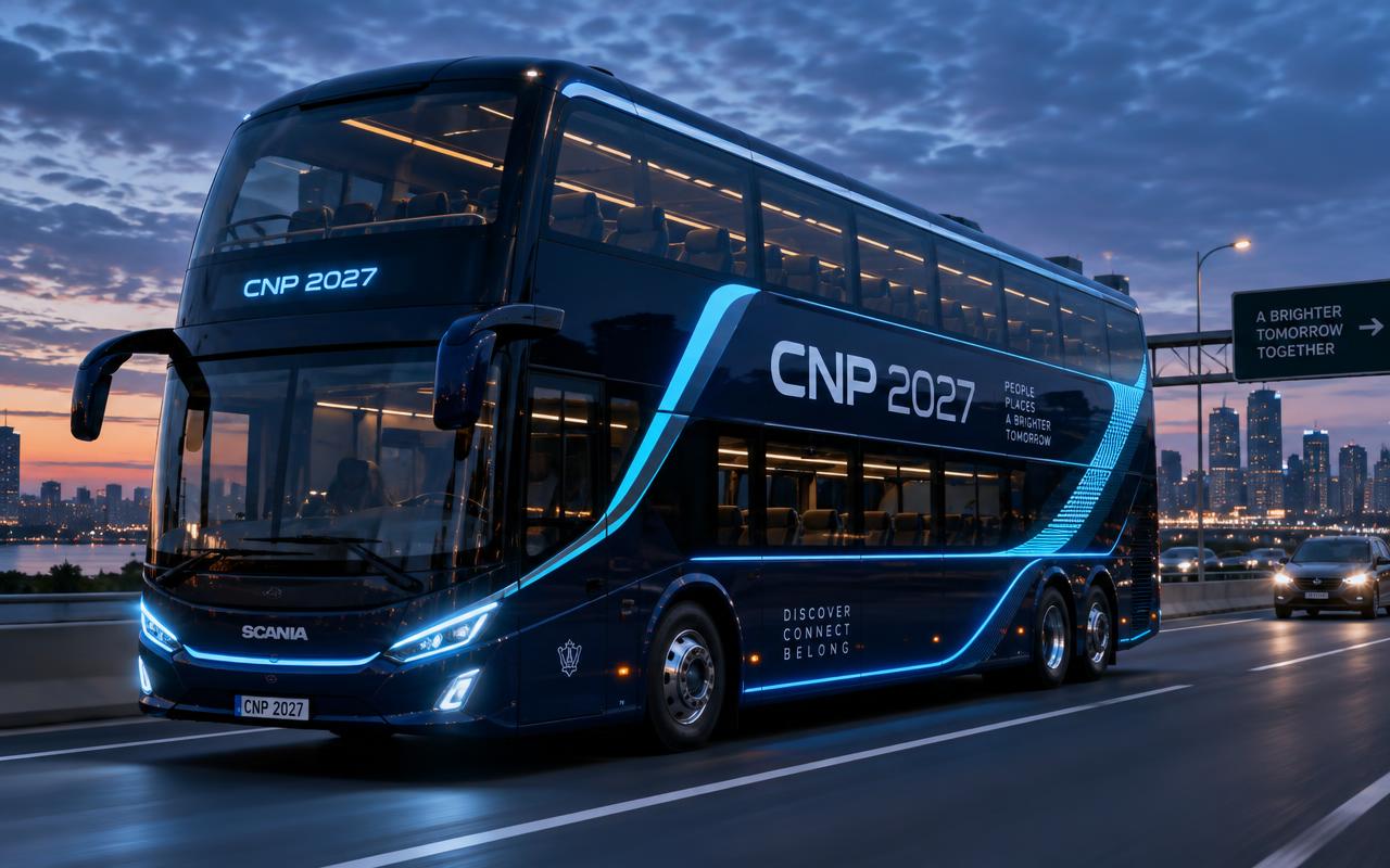 Ônibus com a logomarca CNP 2027